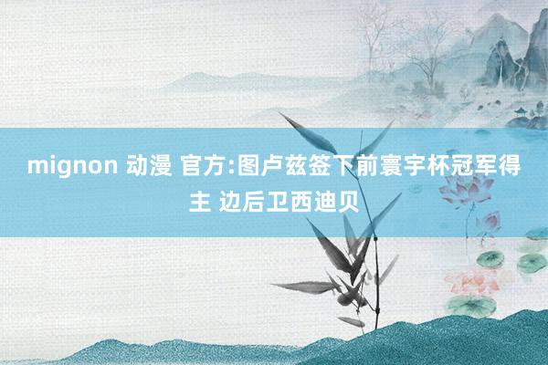 mignon 动漫 官方:图卢兹签下前寰宇杯冠军得主 边后卫西迪贝