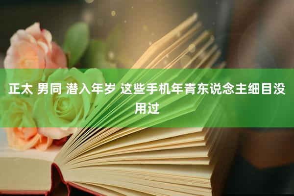 正太 男同 潜入年岁 这些手机年青东说念主细目没用过