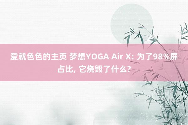 爱就色色的主页 梦想YOGA Air X: 为了98%屏占比, 它烧毁了什么?